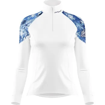 Dámské termoprádlo Dámské funkční triko dlouhý rukáv se zipem SNOWFLAKES bílá Bamboo Light New - Modrá / M