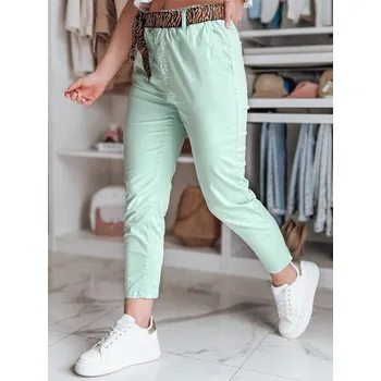 Dámské kalhoty s páskem MADELINA Dstreet UY2622 Barva: Zelená - světle, Velikost: M