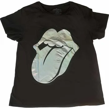Pánská móda Rolling Stones tričko, Foil Tongue Black, pánské XXL