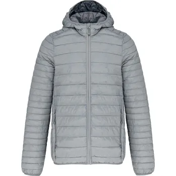 KARIBAN VINTAGE K6110 / Pánská prošívaná bunda s kapucí - marl silver XXL