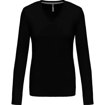 Dámské tričko KARIBAN VINTAGE V-NECK K382 / Dámské tričko s dlouhým rukávem - black L