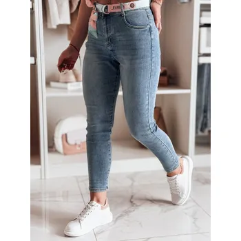 Dámské džíny slim fit s páskem TRENDLINE Dstreet UY2478 Barva: Modrá - světle, Velikost: XL