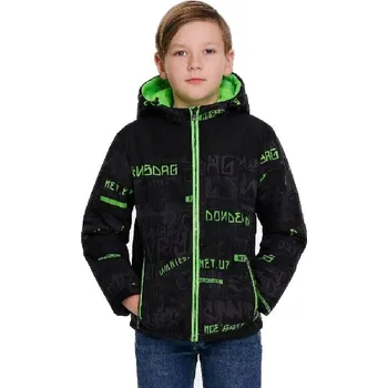 KUGO CHLAPECKÁ ZIMNÍ BUNDA BF Černozelená 152/158