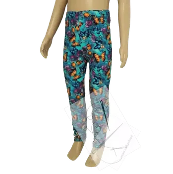 Dívčí legíny Legíny barevný motýlci na zelenotyrkysové