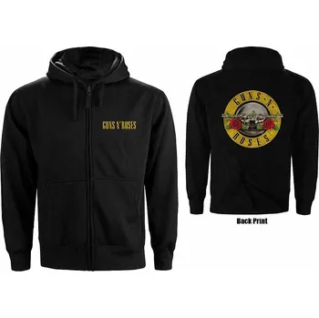 Pánská mikina Guns N Roses mikina, Classic Logo Zipped BP Black, pánská S