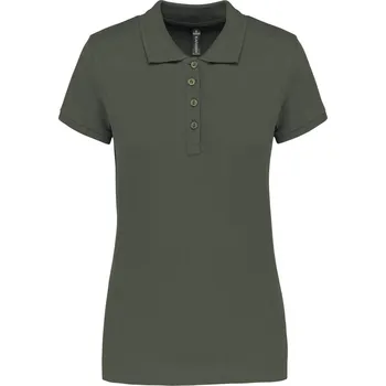 Dámské tričko KARIBAN VINTAGE K255 / Dámská piqué polokošile s krátkým rukávem - dark khaki XS