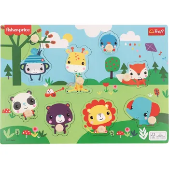 Puzzle TREFL Dřevěná vkládačka Fisher Price Divoká zvířátka