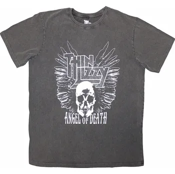 Pánská móda Thin Lizzy tričko, Angel Of Death Stone Wash Charcoal Grey, pánské XXL