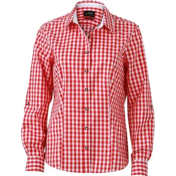 Dámská košile DAIBER JN 637 / Popelínová kostkovaná košile v tradičním vzhledu - red/white XXL