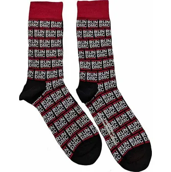 Pánská móda Run DMC ponožky, All Over Logo Black, unisex - velikost 7 až 11 (40 až 45)