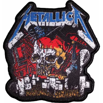 Nášivka Metallica tkaná nažehlovačka PES 100 x 85 mm, Master Of Puppets Skull