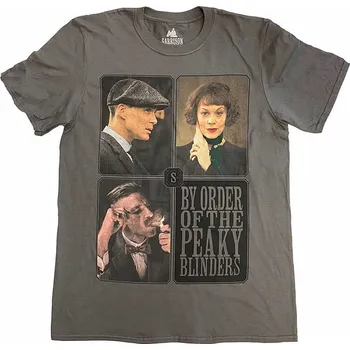 Pánská móda Peaky Blinders tričko, Portraits Grid Charcoal Grey, pánské S