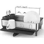 Odkapávač na nádobí Simplehuman s držákem na skleničky, rám z nerez oceli, šedý plast, FPP