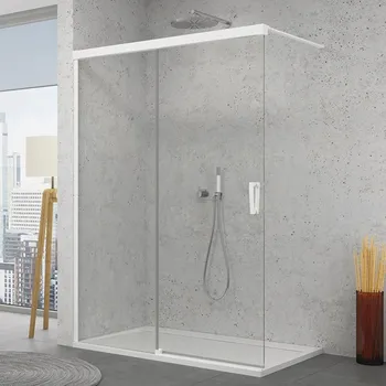 RONAL WALK IN CADURA Pevná stěna samostatná s posuvným dílem bílá mat čiré CAW2G1000907