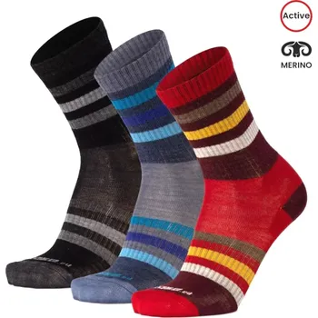 Pánské termo ponožky BESKYD LINE pruhované veselé merino ponožky Moose