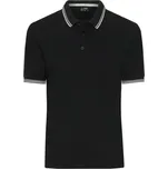 DAIBER JN 1306 / Pánská těžká polokošile s kontrastními proužky - black/white/grey XXXL