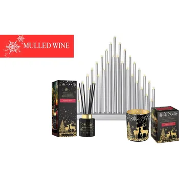 Svícen CITY VD-AXZ202050 svícen vánoční stříbrný + Bartek svíčka + Bartek difuzer