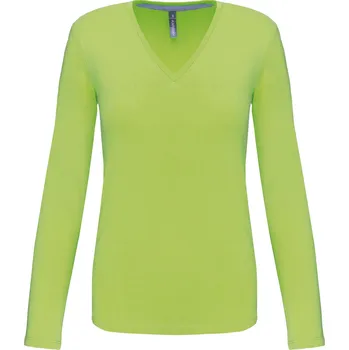 Dámské tričko KARIBAN VINTAGE V-NECK K382 / Dámské tričko s dlouhým rukávem - lime XL