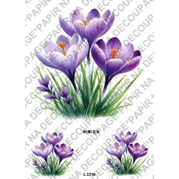 Výtvárné potřeby Rýžový a soft papír na decoupage - Krokus - KB03316 Materiál: Rýžový papír, Rozměr: A4