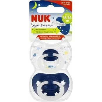 dudlíky NUK 8778 SILIKONOVÁ FIGURÍNA S PODPISEM NIGHT18-36 2KS/BOX 539439, 177166