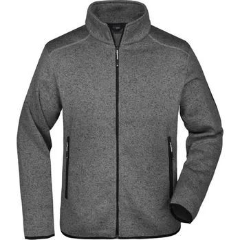 Pánská mikina DAIBER JN 762 / Pánská pletená fleecová bunda - dark grey melange/silver M