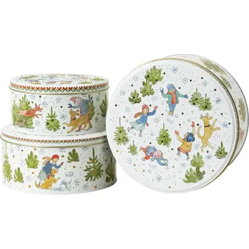 Dóza na potraviny Rosenthal Vánoční sada 3 plechových dóz na cukroví, Vánoční radovánky 02426-727496-05583