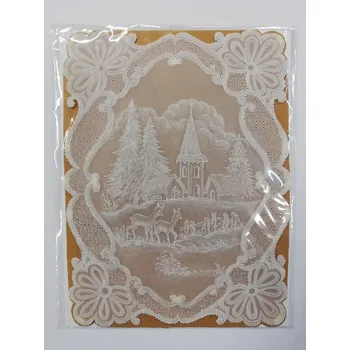 Vánoční přání 17x13cm - papírová krajka 10