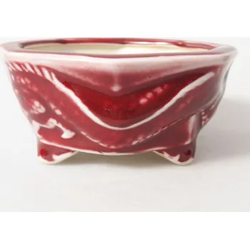 Květináč Keramická bonsai miska 11,5 x 11 x 5 cm červená