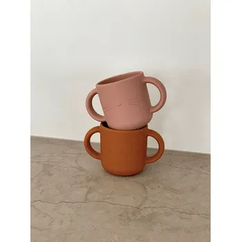 Dva hrníčky LIEWOOD Gene Tmavě růžová / hořčicová kočička