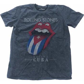 Pánská móda Rolling Stones tričko, Havana Cuba Snow Wash Denim, pánské L