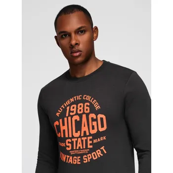 Pánská mikina Pánská mikina s potiskem - tmavě hnědá V2 OM-SSPS-0154 - L