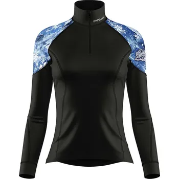 Dámské funkční triko dlouhý rukáv se zipem SNOWFLAKES černá Bamboo Light New - Modrá / XL