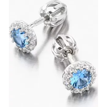 Náušnice Dámské náušnice s akvamarín a se zirkony bílé zlato 52GZ-2745-B-AKVA