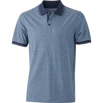 DAIBER JN 706 / Pánská žerzejová melírovaná polokošile - blue melange/navy M