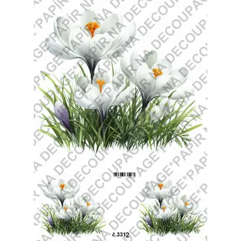 Umělecký papír Rýžový a soft papír na decoupage - Krokus - KB03312 Materiál: Soft, Rozměr: A4