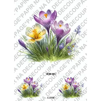 Umělecký papír Rýžový a soft papír na decoupage - Krokus - KB03319 Materiál: Soft, Rozměr: A4