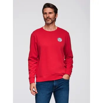 Pánská mikina Pánská mikina s nášivkou v univerzitním stylu - červená V1 OM-SSNZ-0134 - S