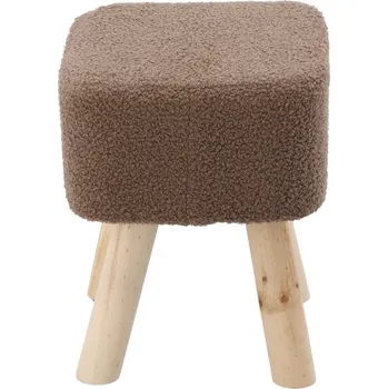 Taburet Taburet v hnědé barvě s dřevěnými nohami 26 x 26 x 34 cm