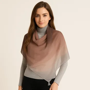 Šála Dámský šátek 90 x 200 cm Barevné pruhy- šedorůžový