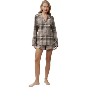 Dámské pyžamo Bavlněné pyžamo se šortkami Aruelle Elody kávová velikost M