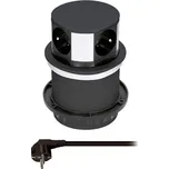 Solight prodlužovací přívod, 4 zásuvky, černý, 1,5m, výsuvný blok zásuvek, kruhový tvar