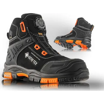 Pracovní obuv VM FOOTWEAR OAKLAND 7770-06 / Kotníková obuv s membránou, zapínání BOA, GORE-TEX® membrána - černá/oranžová 42