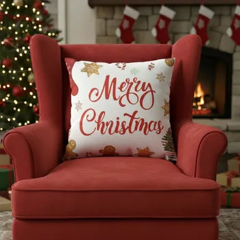 Polštář Vánoční polštář MERRY CHRISTMAS bílá motiv B 40x40 cm Varianta: Povlak na polštář s prošívanou výplní, 40x40 cm