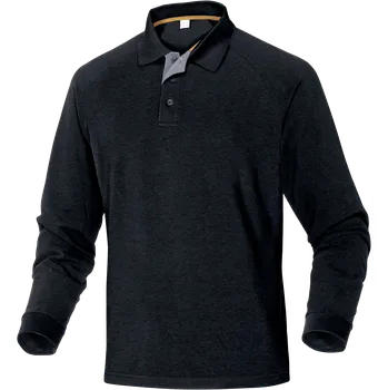 Pánské oblečení DELTA TURINO / Pánská bavlněná polokošile s dlouhým rukávem - černá XXL