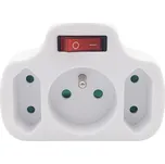 Solight rozbočka, 1x 10A + 2x 2,5A, bílá, vypínač