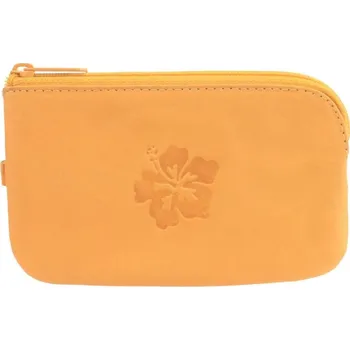 Dámská velká kožená klíčenka 1039-A žlutá s kytičkou