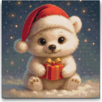 Diamantové malování Diamantové malování - Vánoční lední medvěd Velikost: 50x50cm, Rámování: Pouze srolované plátno, Diamanty: Kulaté