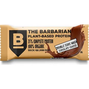 The Barbarian Proteinová Tyčinka Organic Chocolate Coated Double Choc & Maca, 68 g Protein Bar