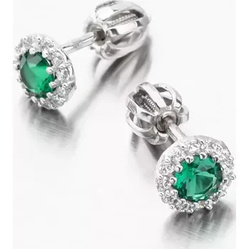 Náušnice Dámské náušnice se smaragd a zirkony bílé zlato 52GZ-2745-B-SMAR