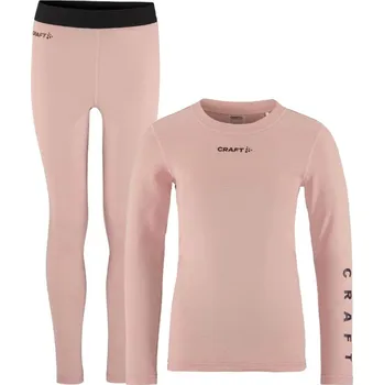 Set dětského termoprádla CRAFT CORE WARM BASELAYER JUNIOR / Dětský funkční set, hřejivý - růžová 98